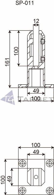 Stainless Steel 2205 Fencing Square Glass Railing Balustrade Spigot (SP-011)