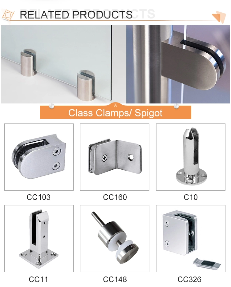 Custom SUS 304 316 Balcony Handrail Stainless Steel Door Railing Bathroom Baluster Door Hinge Glass Bracket Spigot Holding Shelf Partition Lifting Glass Clamp