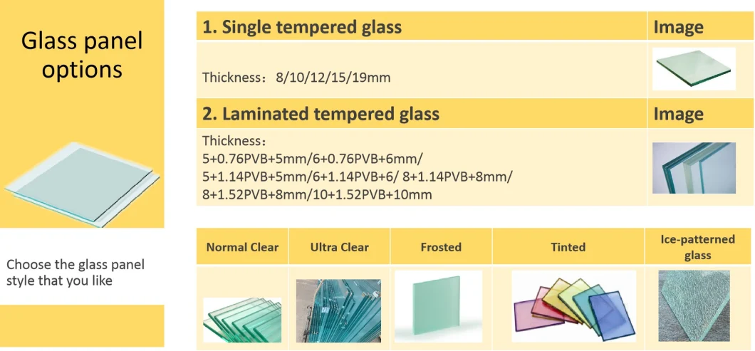 Frameless Glass Railing System with Anodizing Aluminum U Channel