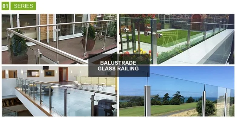 Frameless Tempered Glass Balcony Railing with Aluminum U Channel Glass Balustrade System with LED Light