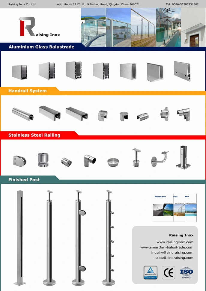 Stainless Steel Slotted Tube Fittings/Frameless Glass Balustrade/Balcony Railing/Staircase Fittings